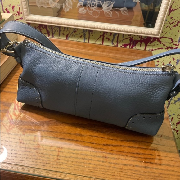 VTG Y2K COACH BLUE LEATHER HAMILTON BAG - Picture 2 of 8